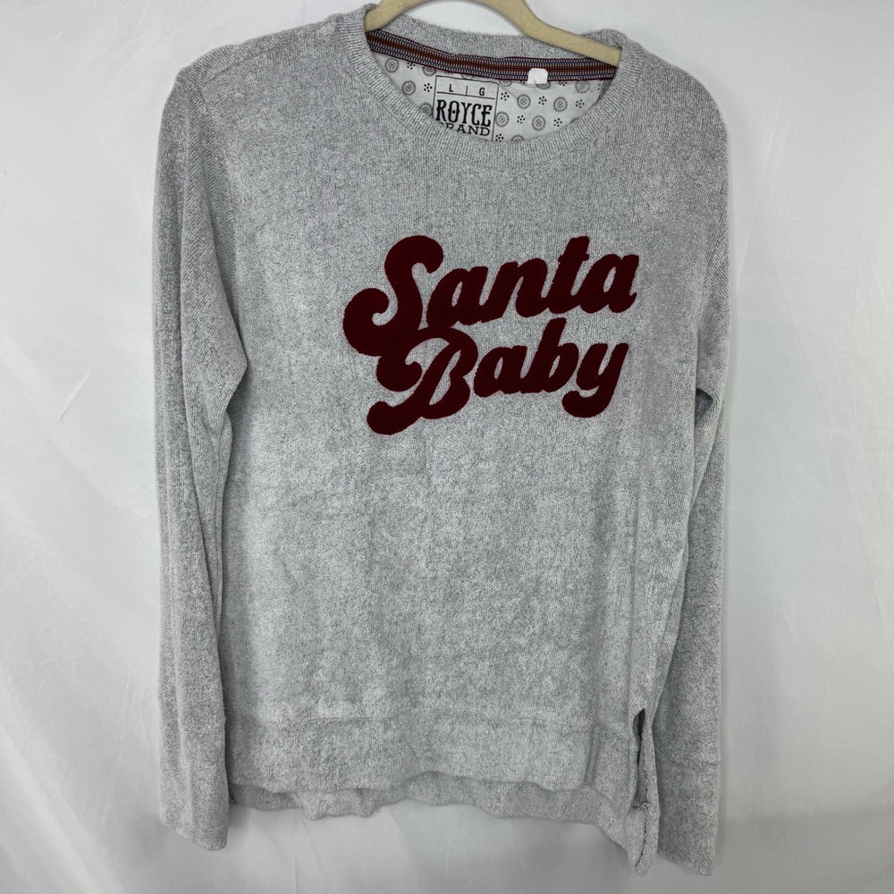Royce Long Sleeve Gray Top - Santa Baby Holidays T-Shirt Oversized Large
